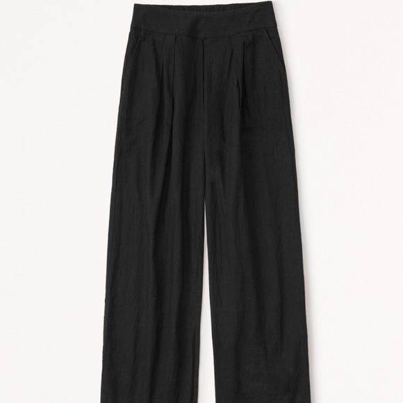 • NWT! • Abercrombie & Fitch black linen and coton blend wide pants - Picture 1 of 7